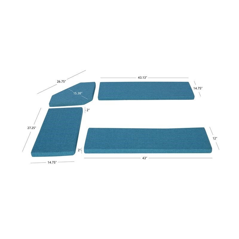 Riverbay Furniture Transitional Fabric Nook Cushion Set in Vintage Blue