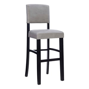 Riverbay Furniture 30&quot Faux Leather/Wood Bar Stool in Dove Gray/Black