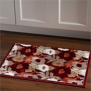 riverbay furniture floral 2' x 3' accent rug in red and brown