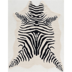 Riverbay Furniture 5' x 6'6&quot Faux Cowhide Zebra Area Rug in Ivory