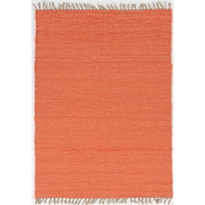 Riverbay Furniture 5'3&quot x 7'6&quot Hand Woven Wool Area Rug in Coral
