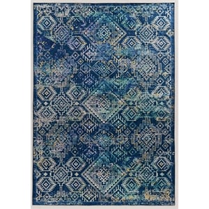 Riverbay Furniture 3'3&quot x 5' Area Rug in Navy and Teal