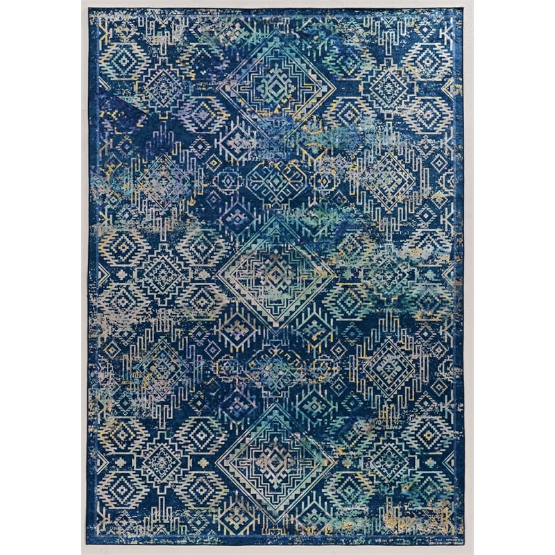 Riverbay Furniture 5' x 7' Area Rug in Navy and Teal