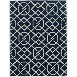 Riverbay Furniture 5' x 7' Hand Tufted Intent Rug in Navy and Ivory