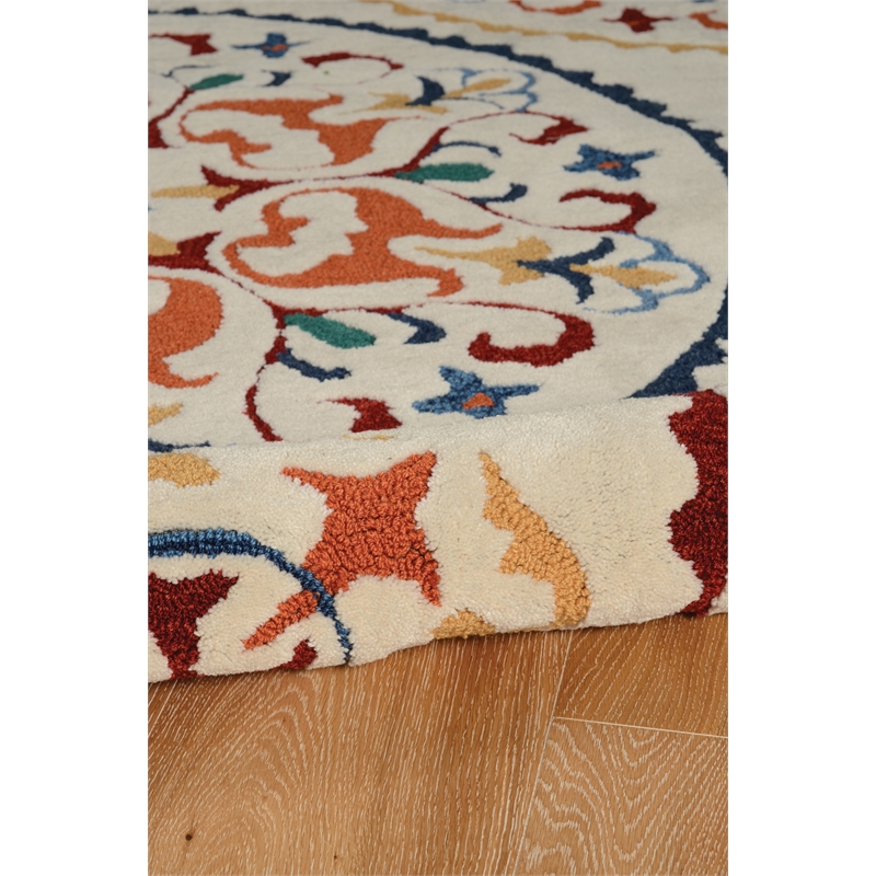 Riverbay Furniture 5' x 7' Hand Tufted Rondels Rug in Ivory