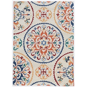 Riverbay Furniture 5' x 7' Hand Tufted Rondels Rug in Ivory
