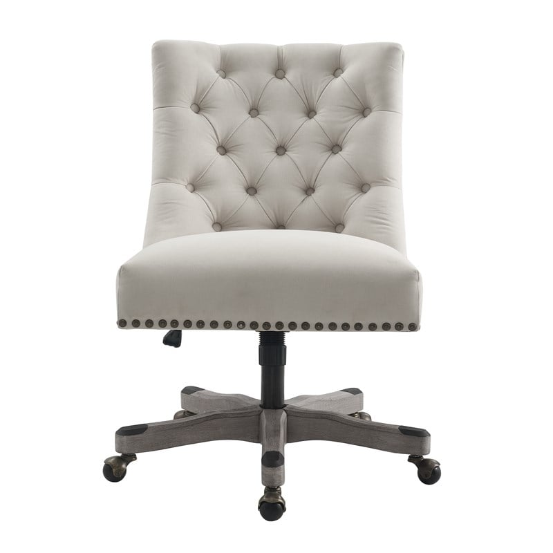 Riverbay Furniture Transitional Fabric Tufted Office Chair in Natural Beige