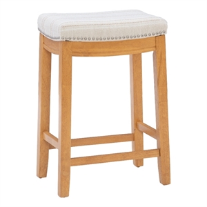 Riverbay Furniture 26&quot Transitional Wood Striped Counter Stool in Brown