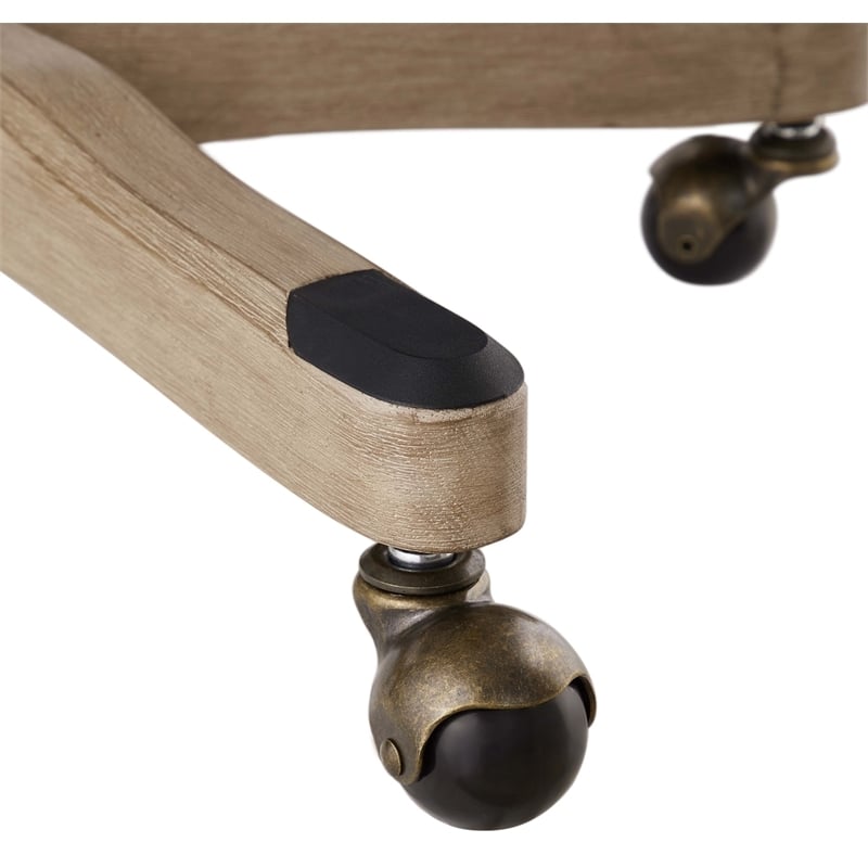 Riverbay Furniture Rolling Fabric & Wood Swivel Office Chair in Gray/Natural