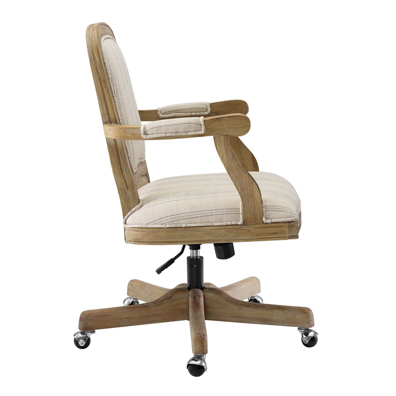 wood and fabric office chair