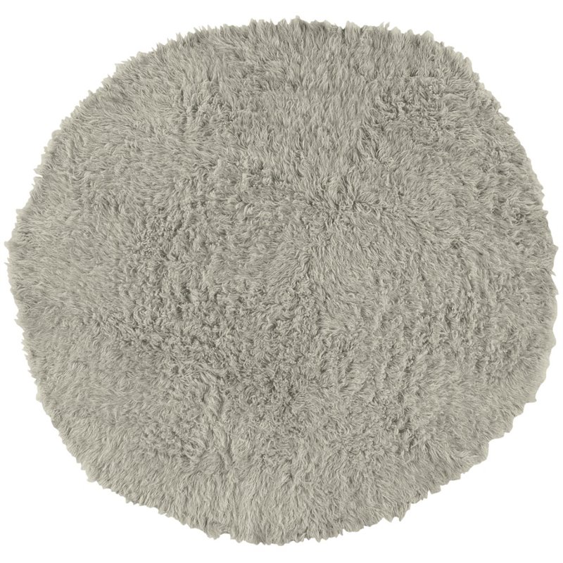 Riverbay Furniture Wool Shag 8' Round Woven Wool Area Rug in Light Gray Cymax Business