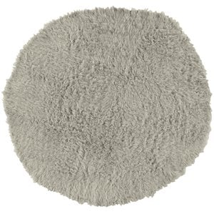 Riverbay Furniture Wool Shag 8' Round Woven Wool Area Rug in Light Gray