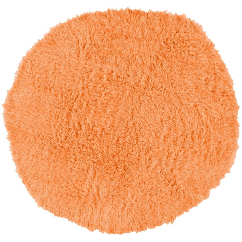 Riverbay Furniture Wool Shag 8' Round Woven Wool Area Rug in Sherbet