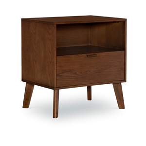 riverbay furniture bristol 1-drawer wood nightstand with bronze hardware - brown