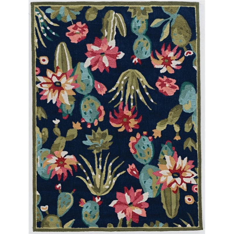 Riverbay Furniture Zaire 5'X7' Polyester and Cotton Area Rug - Cactus Navy/Multi