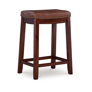 Riverbay Furniture Mitchell 26&quot Wood Counter Stool with Nail Head Trim in Brown