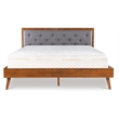 Riverbay Furniture Bristol Tufted Fabric & Wood Platform King Bed Brown/Gray