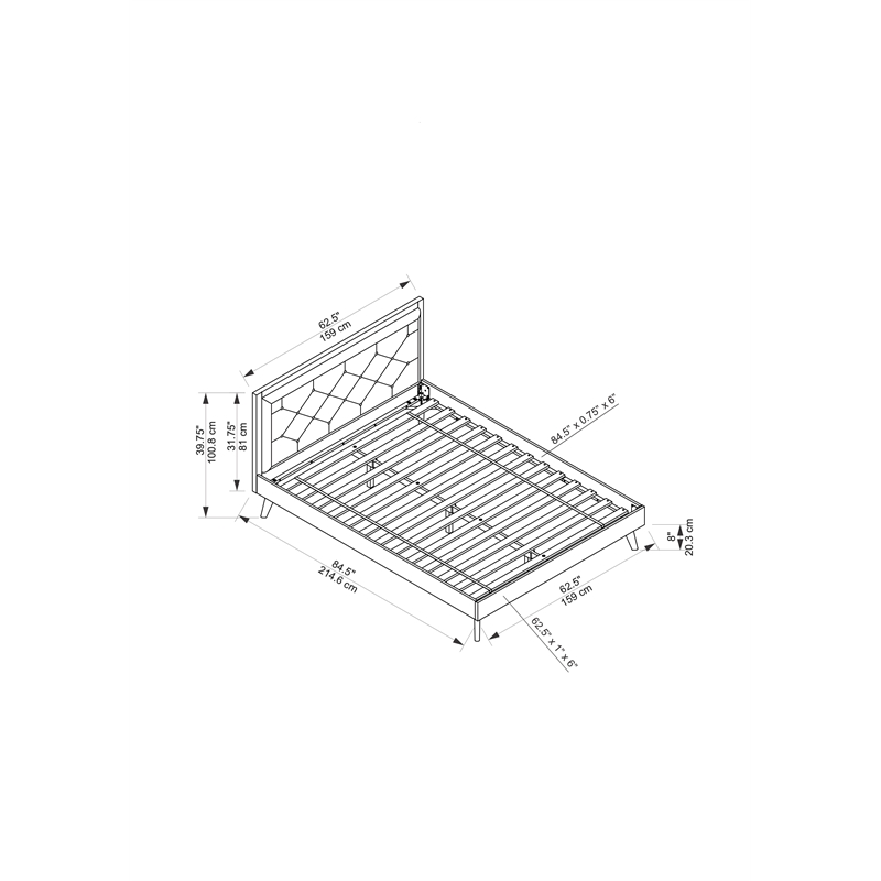 Riverbay Furniture Bristol Tufted Fabric & Wood Platform Queen Bed in Brown