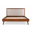 Riverbay Furniture Bristol Tufted Fabric & Wood Platform Queen Bed in Brown