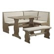 Riverbay Furniture Transitional Wood Corner Nook Dining Set in Brown