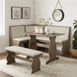 Riverbay Furniture Transitional Wood Corner Nook Dining Set in Brown
