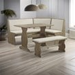 Riverbay Furniture Transitional Wood Corner Nook Dining Set in Brown