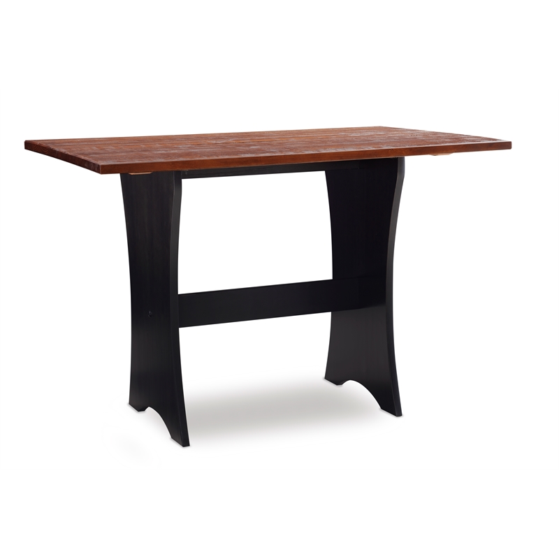 Riverbay Furniture Kerry Planked Solid Wood Dining Nook Set in Black