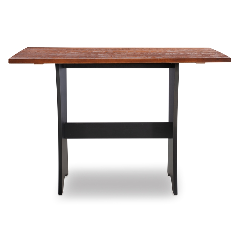 Riverbay Furniture Kerry Planked Solid Wood Dining Nook Set in Black