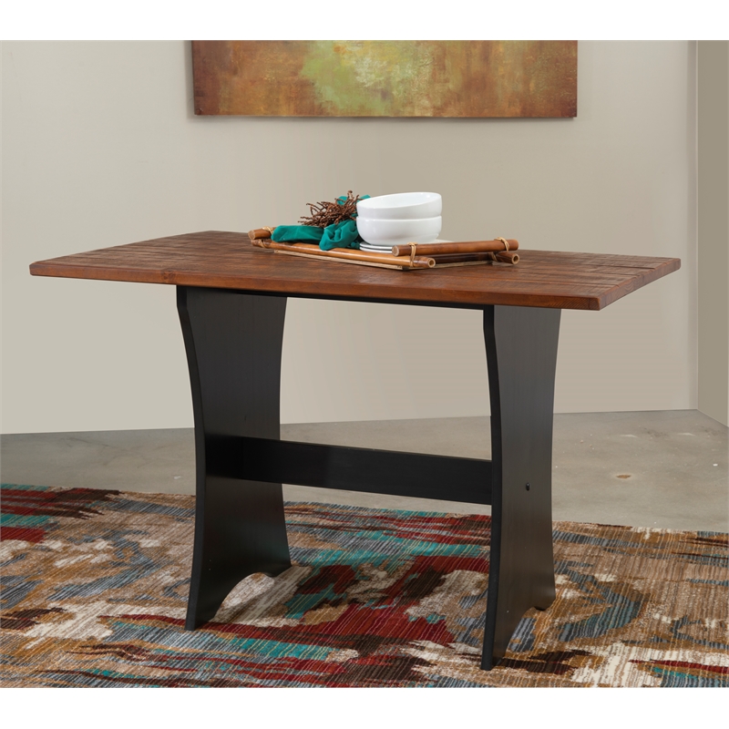 Riverbay Furniture Kerry Planked Solid Wood Dining Nook Set in Black