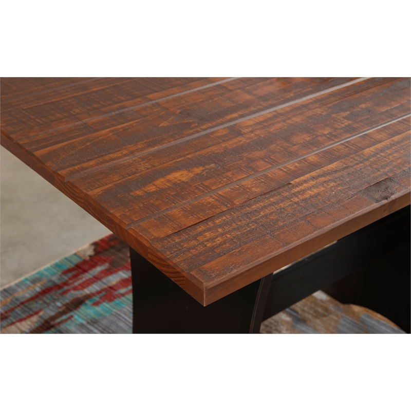 Riverbay Furniture Kerry Planked Solid Wood Dining Nook Set in Black