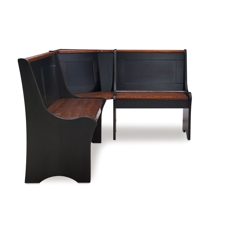 Riverbay Furniture Kerry Planked Solid Wood Dining Nook Set in Black