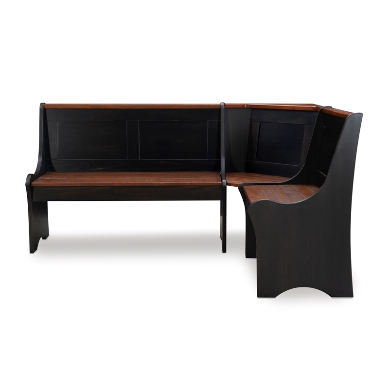 Riverbay Furniture Kerry Planked Solid Wood Dining Nook Set in Black