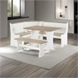 Riverbay Furniture Kerry Planked Solid Wood Dining Nook Set in Antique White