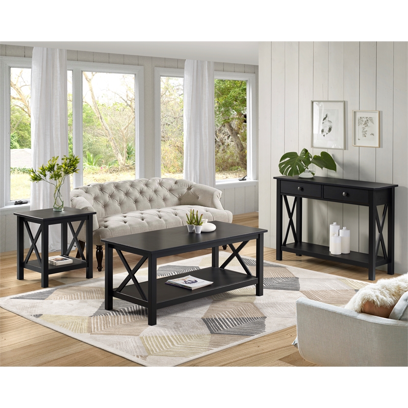 Riverbay Furniture Baldwin X Design, Black Living Room Tables