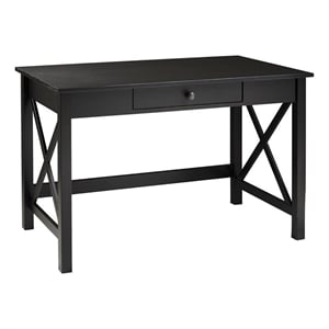 Riverbay Furniture Baldwin Modern Wood X-Design 1-Drawer Laptop Desk in Black