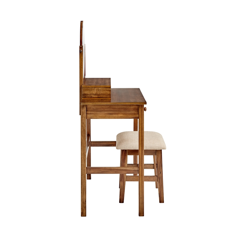 Riverbay Furniture Wood Vanity Set in Walnut Brown