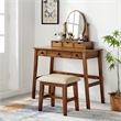 Riverbay Furniture Wood Vanity Set in Walnut Brown
