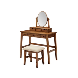 Riverbay Furniture Wood Vanity Set in Walnut Brown