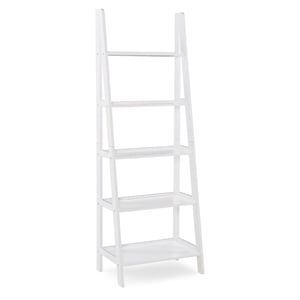 Riverbay Furniture 5-Shelf Transitional Wood Open Back Ladder Bookshelf in White