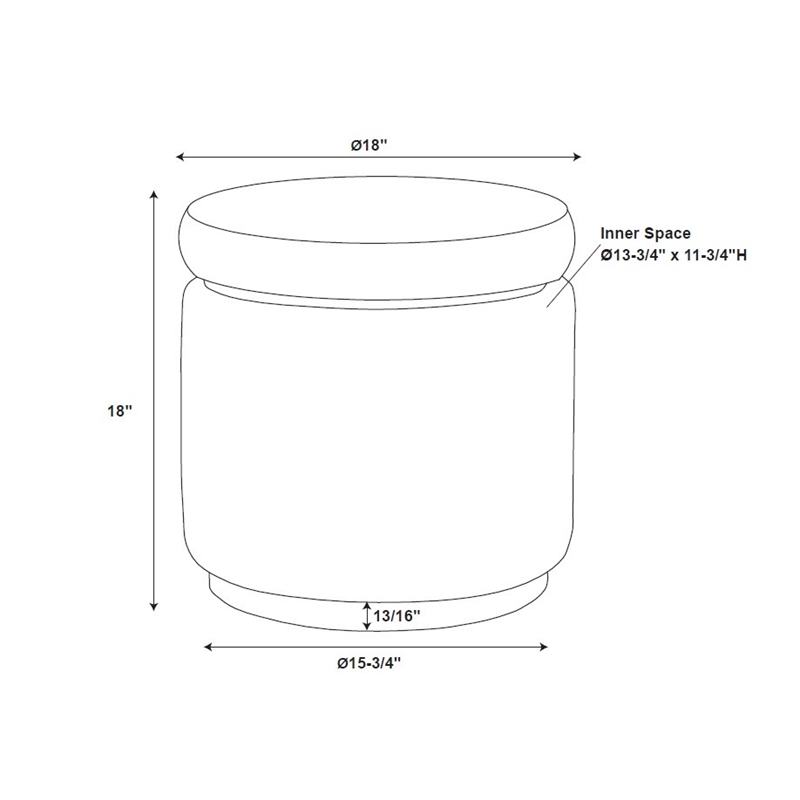 Riverbay Furniture Round Modern Wood Padded Storage Ottoman in Natural