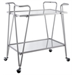 Riverbay Furniture Mid-Century Metal Bar Cart in Silver