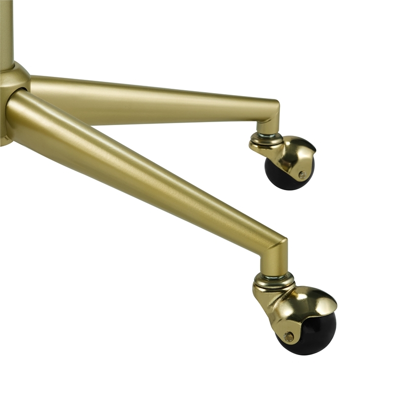 Riverbay Furniture Fabric & Metal Office Chair with Wheels in Off White/Gold