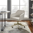 Riverbay Furniture Fabric & Metal Office Chair with Wheels in Off White/Gold