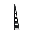 Riverbay Furniture 5-Shelf Transitional Wood Open Back Ladder Bookshelf in Black