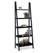 Riverbay Furniture 5-Shelf Transitional Wood Open Back Ladder Bookshelf in Black