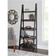 Riverbay Furniture 5-Shelf Transitional Wood Open Back Ladder Bookshelf in Black