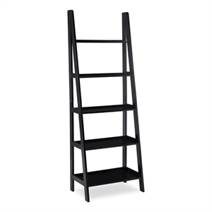riverbay furniture wood ladder bookshelf in black