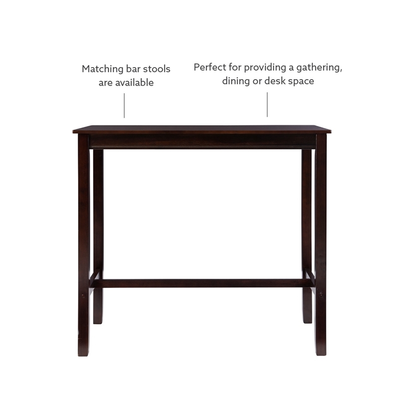 Riverbay Furniture Transitional Wood Bar Height Pub Table in Walnut Brown