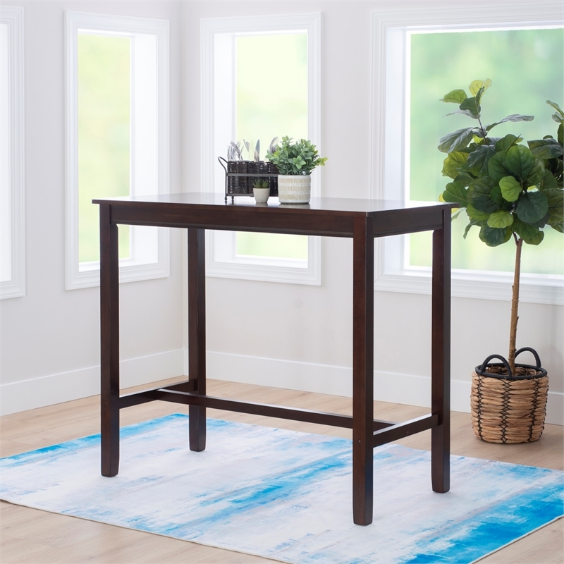Riverbay Furniture Transitional Wood Bar Height Pub Table in Walnut Brown