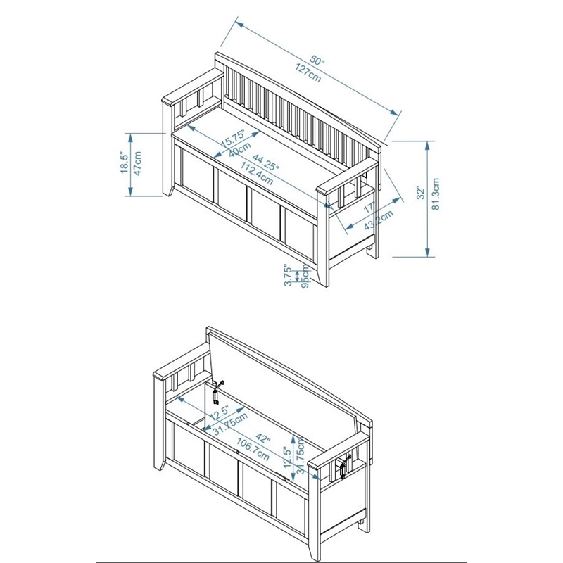 Riverbay Furniture Wood Storage Bench in White